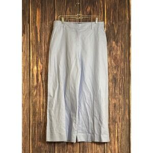 Weekend Max Mara Pants Womens 10 Blue Linen Blend Wide Leg Cropped Trousers